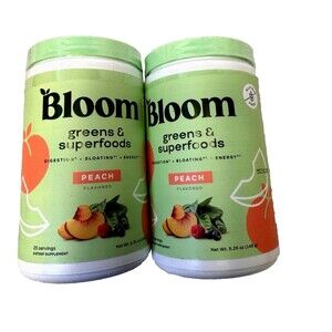 Bloom Greens & Superfoods Powder Peach Lot Of 2 Expires 4/26 New